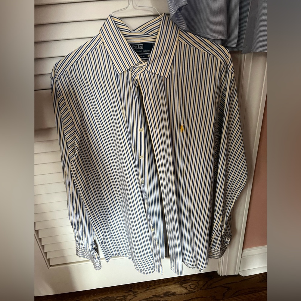 Ralph Lauren blue and yellow stripe button-down shirt